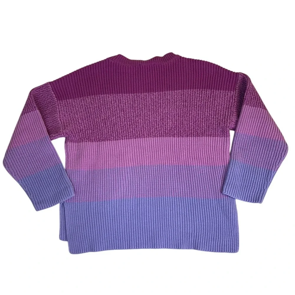 Ann‎ Taylor Pink and Purple Color Block Knit Sweater Women's Size Medium